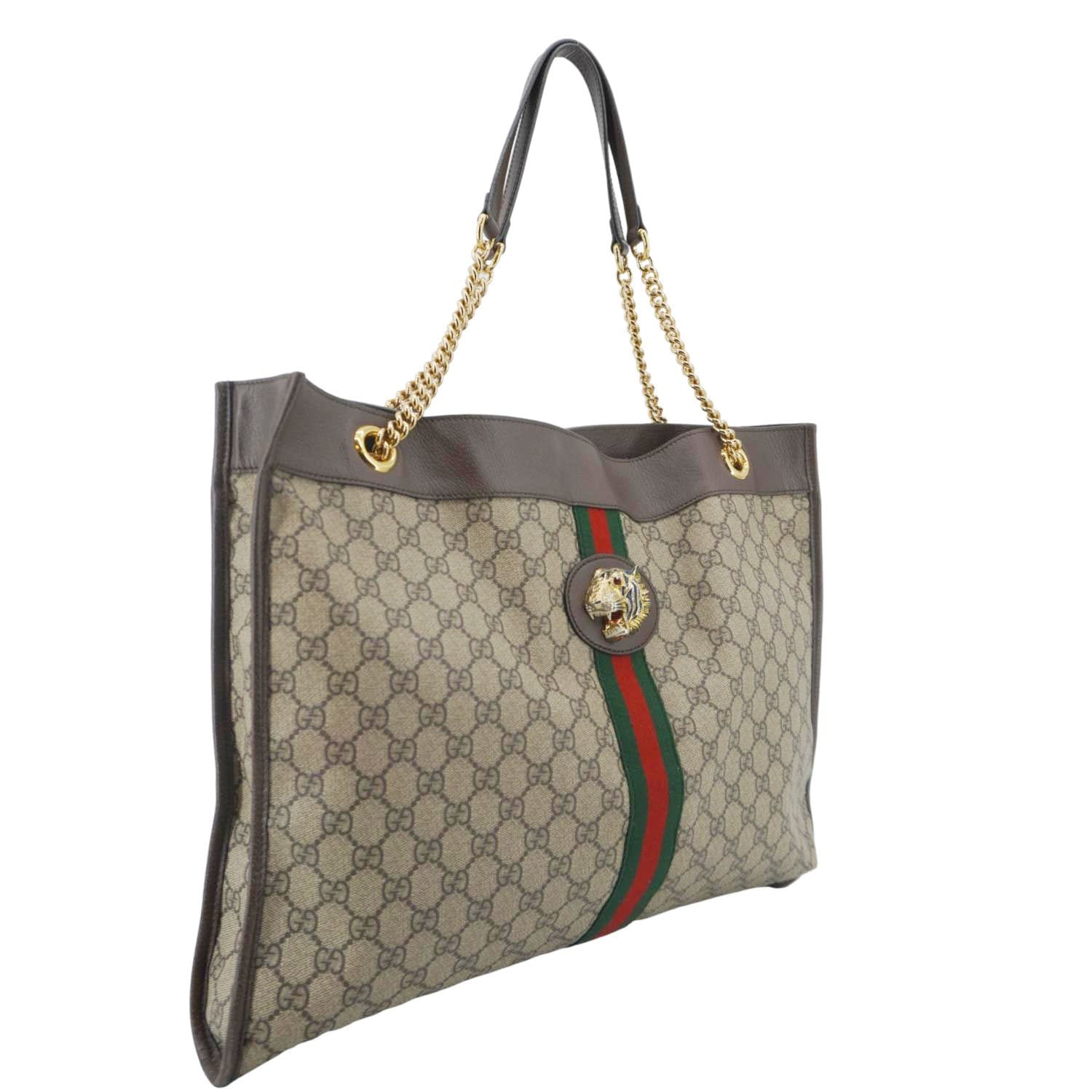 GUCCI Rajah Gucci Supreme Canvas Tote Shoulder Bag Beige 537219