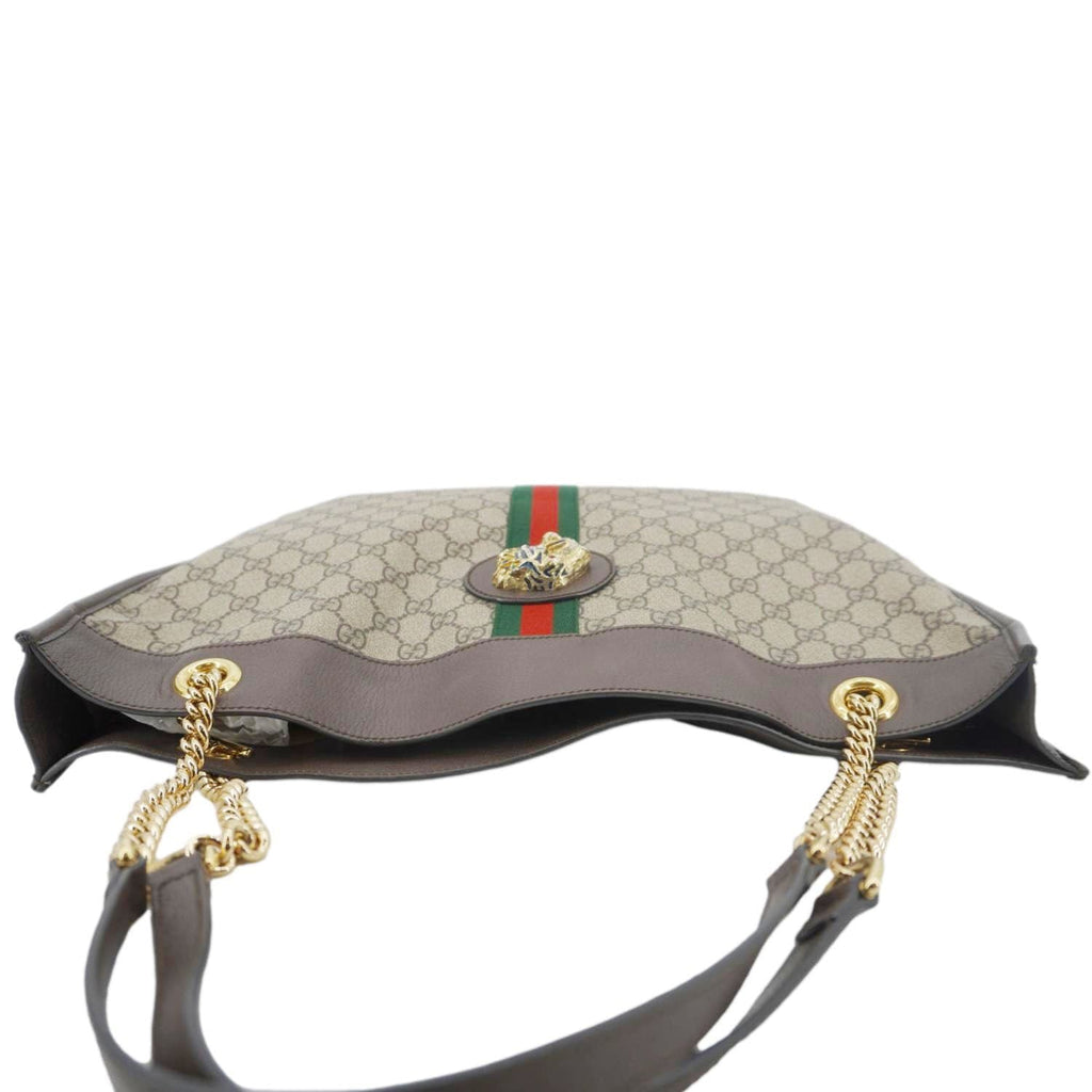 GUCCI Rajah Gucci Supreme Canvas Tote Shoulder Bag Beige 537219