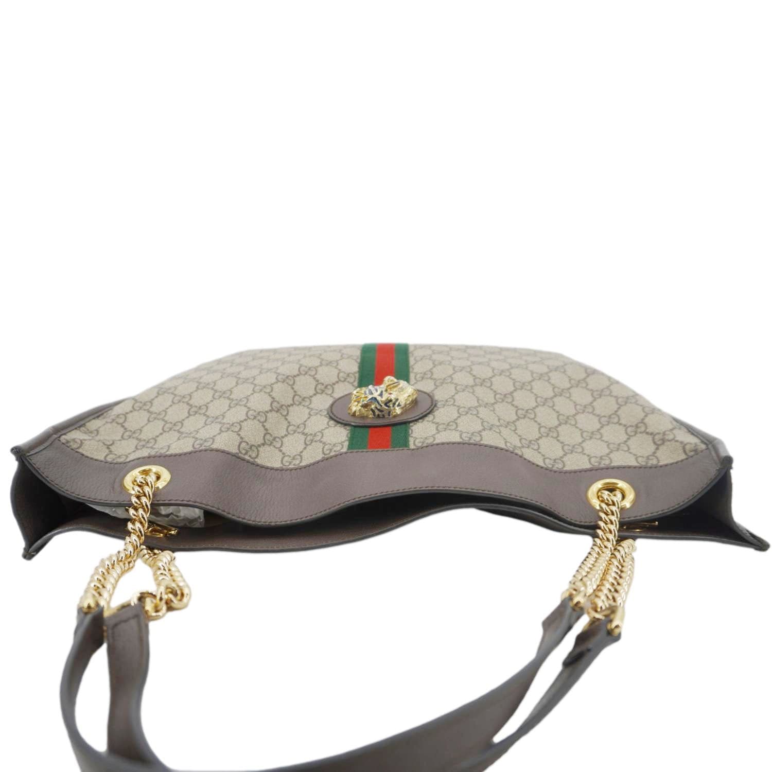 GUCCI Rajah Gucci Supreme Canvas Tote Shoulder Bag Beige 537219