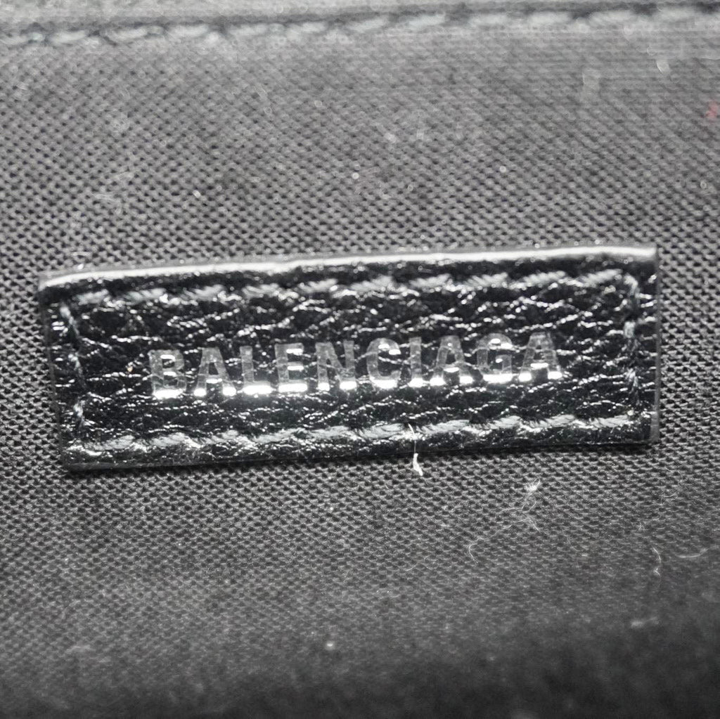 BALENCIAGA Leather Shopping Tote Shoulder Bag Black