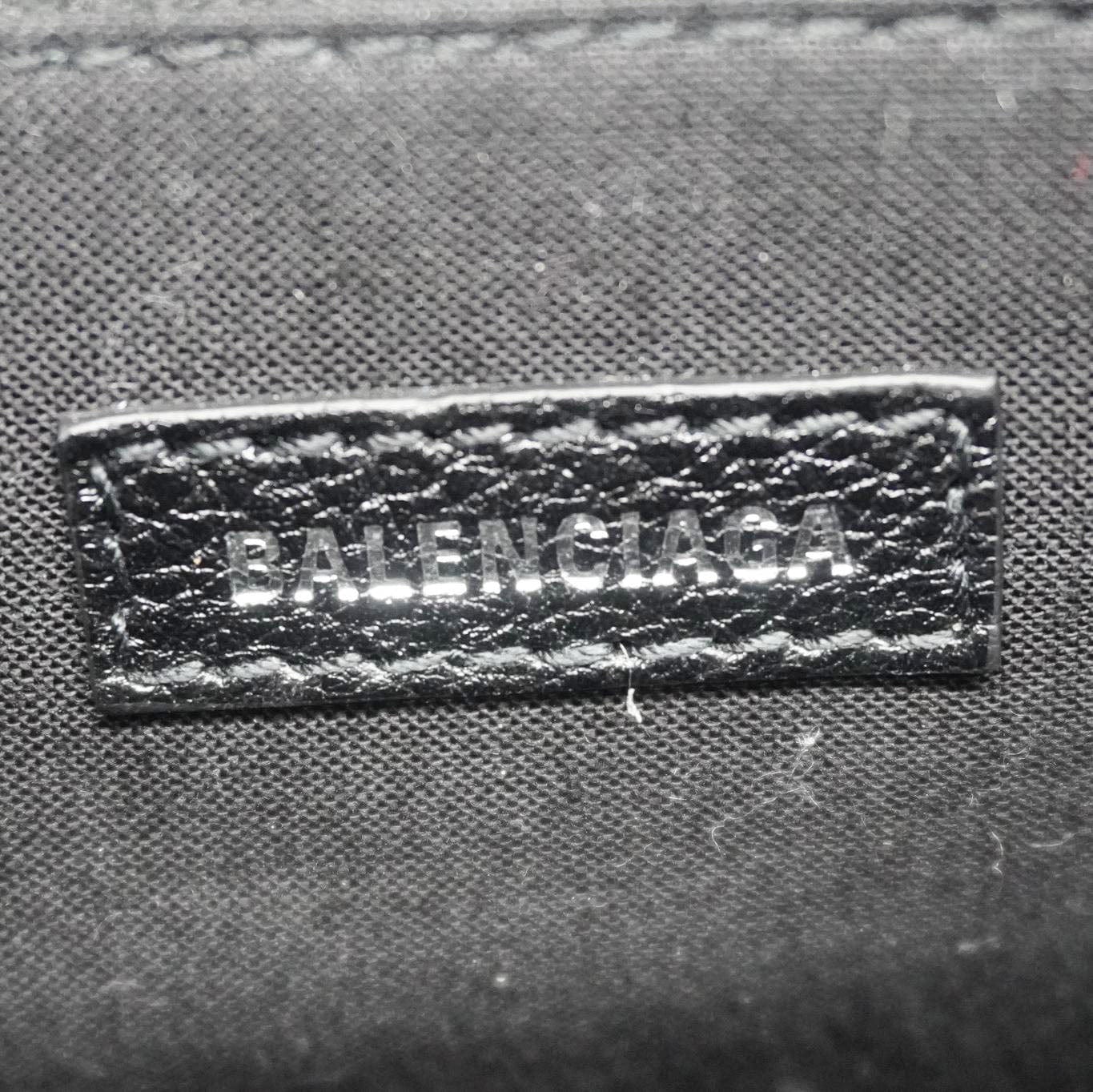 BALENCIAGA Leather Shopping Tote Shoulder Bag Black