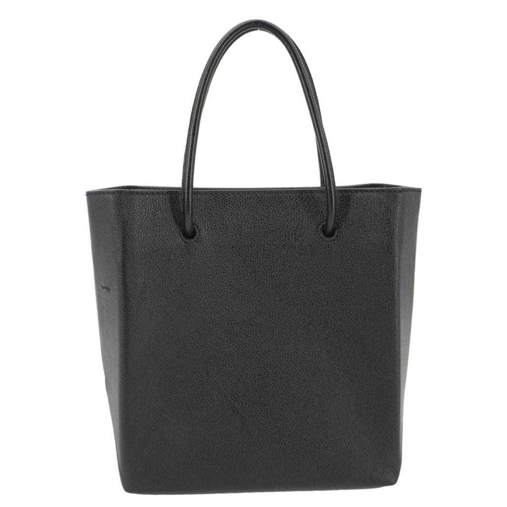 BALENCIAGA Leather Shopping Tote Shoulder Bag Black