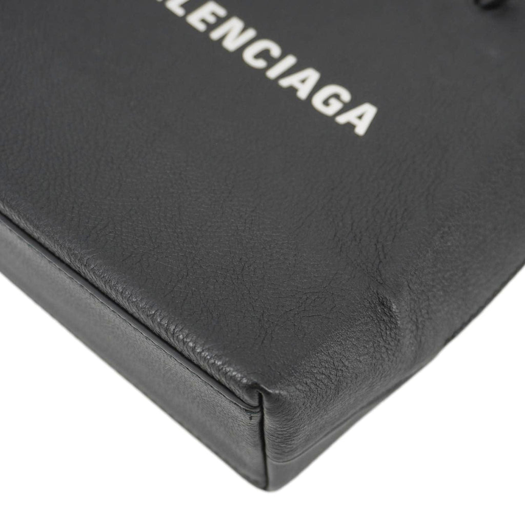BALENCIAGA Leather Shopping Tote Shoulder Bag Black