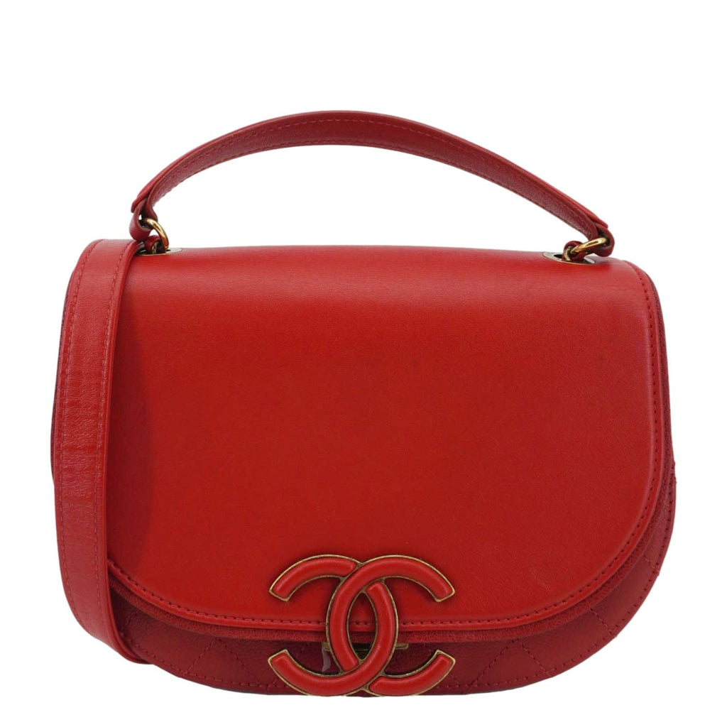 Chanel Coco Curve Flap Small Quilted Calfskin Leather Messenger Bag Red