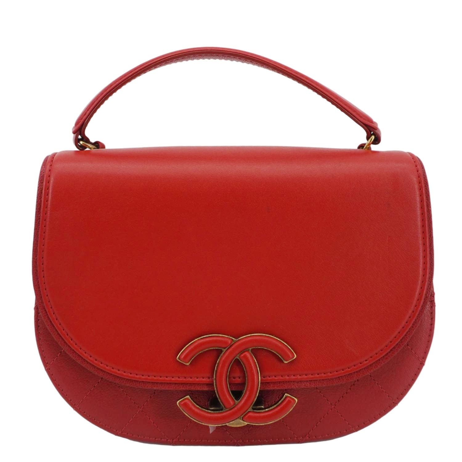 Chanel Coco Curve Flap Small Quilted Calfskin Leather Messenger Bag Red