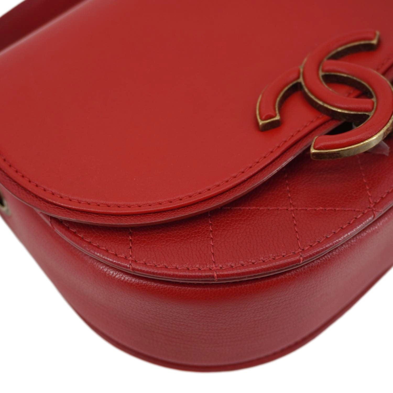 Chanel Coco Curve Flap Small Quilted Calfskin Leather Messenger Bag Red