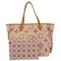 LOUIS VUITTON Neverfull MM Watercolor Monogram Tiles Canvas Shoulder Bag Coral