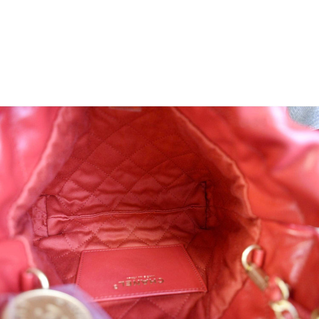 Chanel 22 Mini Chain Shiny Calfskin Leather Shoulder Bag Red