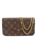 LOUIS VUITTON Felicie Pochette Monogram Canvas Crossbody Bag Brown