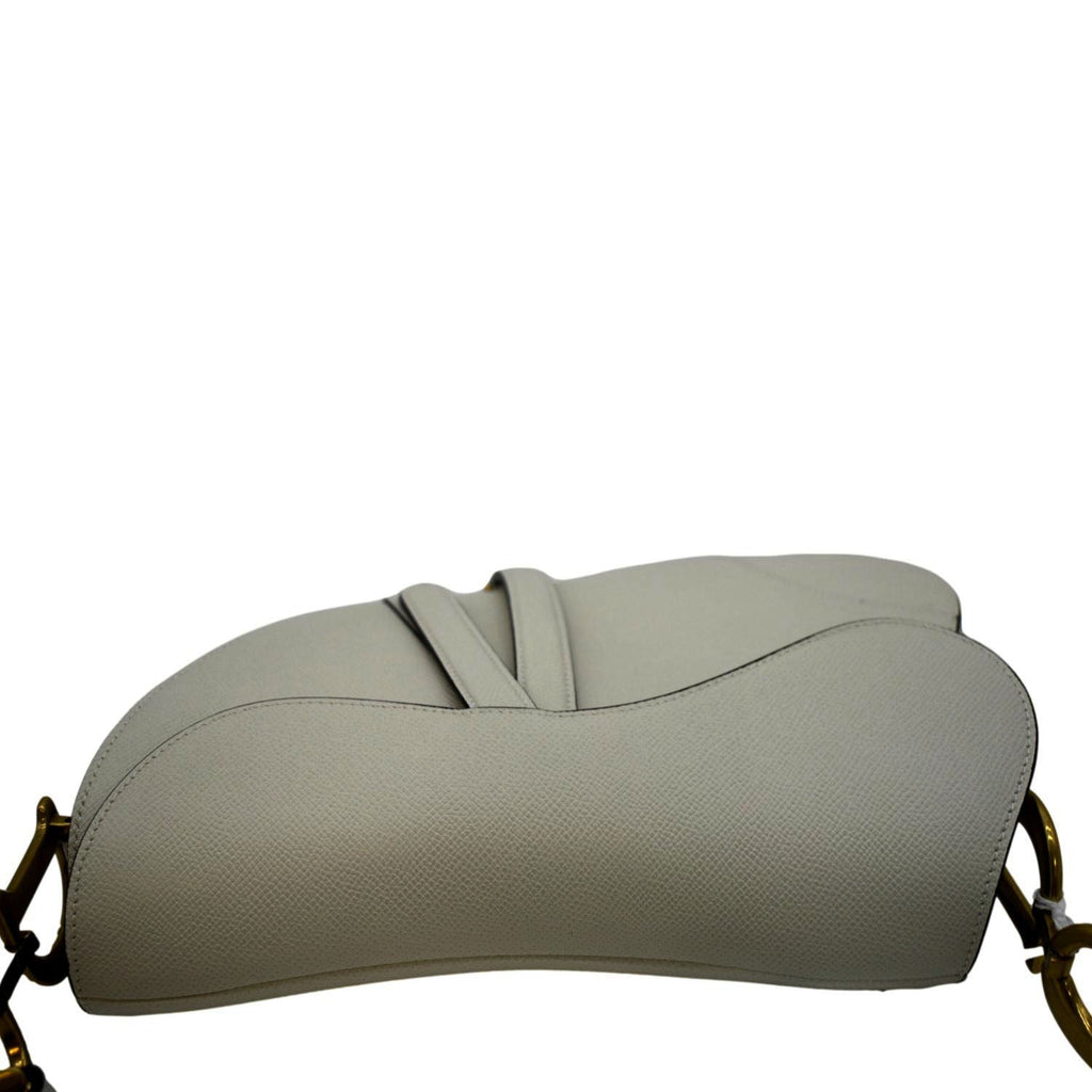 CHRISTIAN DIOR Saddle Grained Calfskin Leather Shoulder Bag Beige