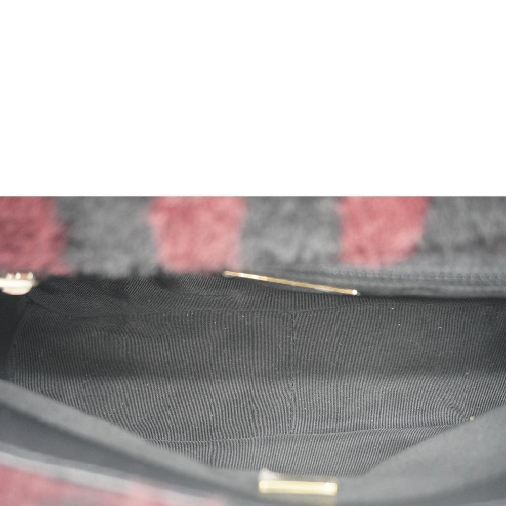 Chanel 19 Flap Medium Striped Shearling Shoulder Bag Black