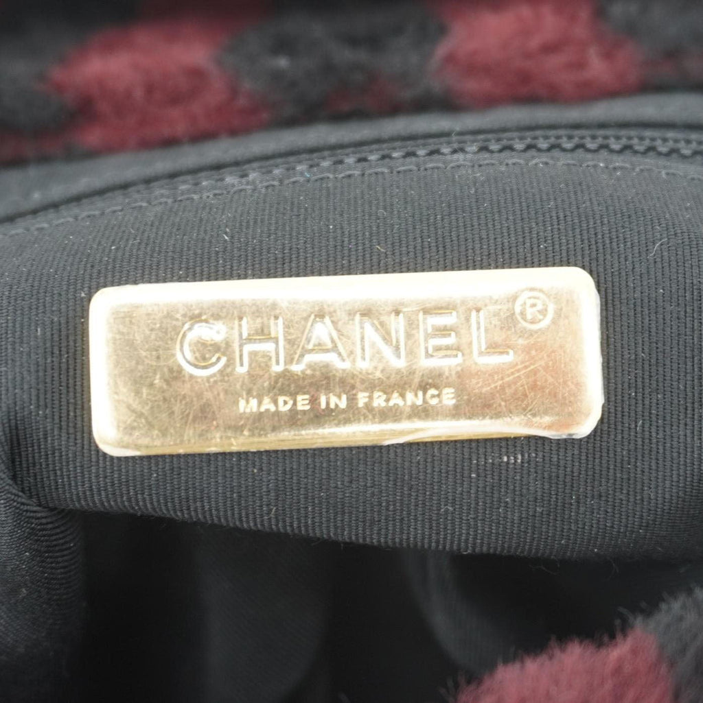 Chanel 19 Flap Medium Striped Shearling Shoulder Bag Black
