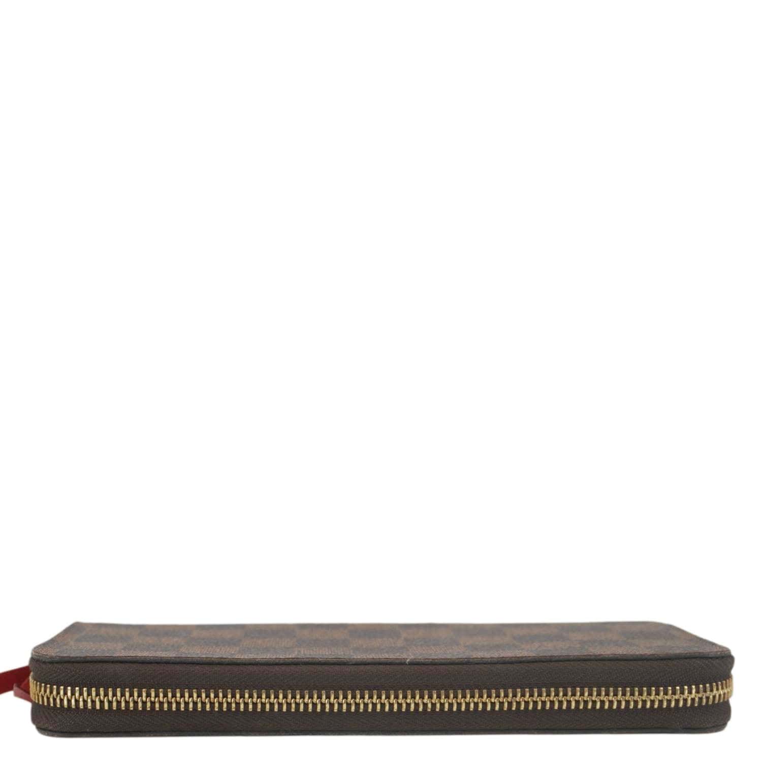 LOUIS VUITTON Clemence Damier Ebene Zippy Wallet Brown