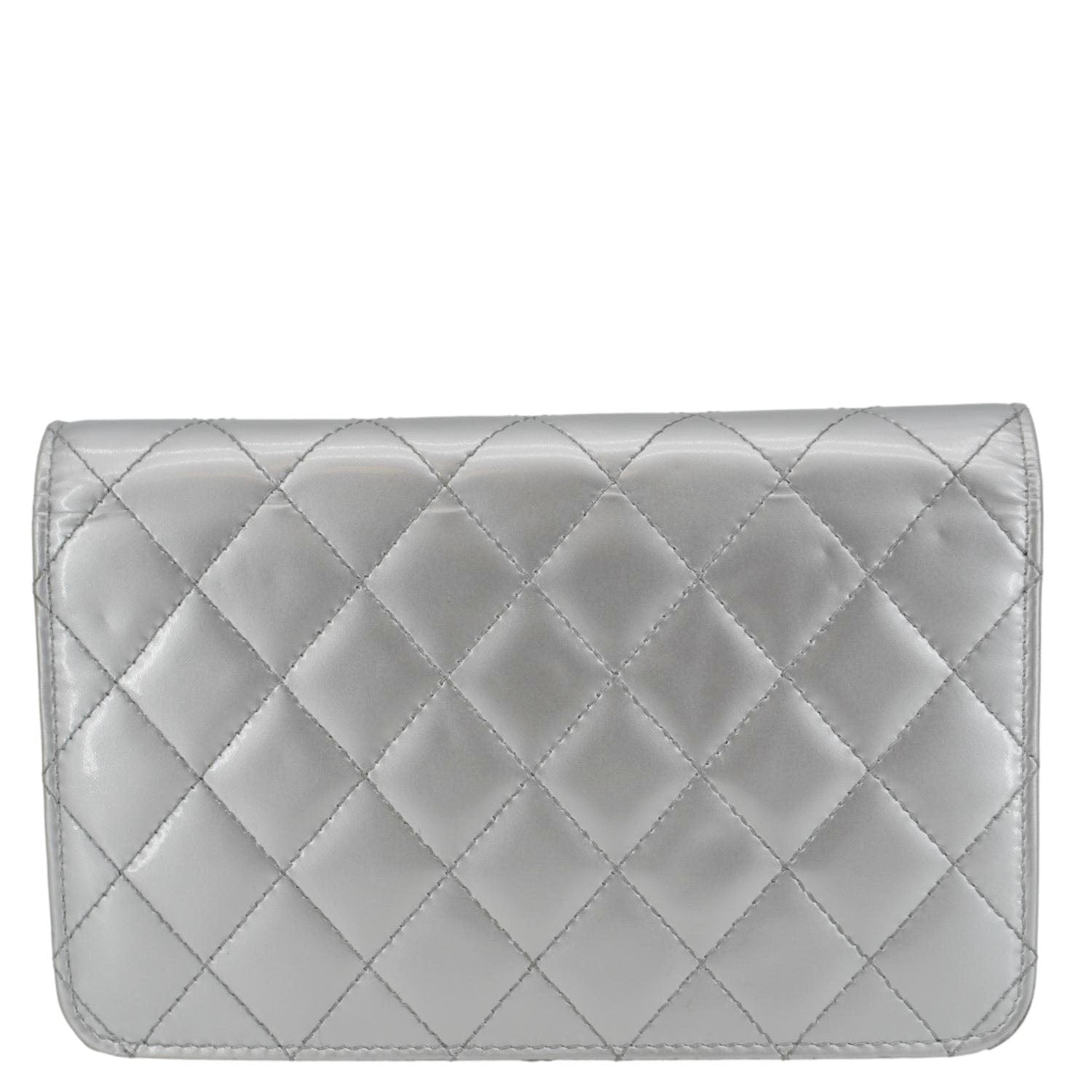 Chanel Golden Class Quilted Leather Wallet on Chain Bag Silver