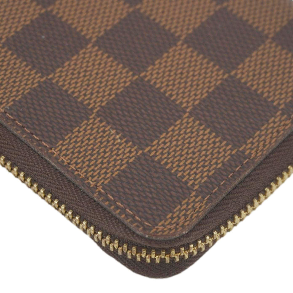 LOUIS VUITTON Clemence Damier Ebene Zippy Wallet Brown