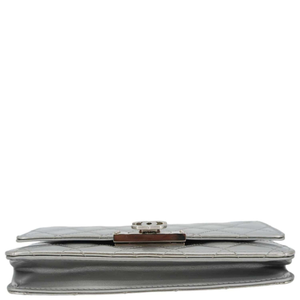Chanel Golden Class Quilted Leather Wallet on Chain Bag Silver