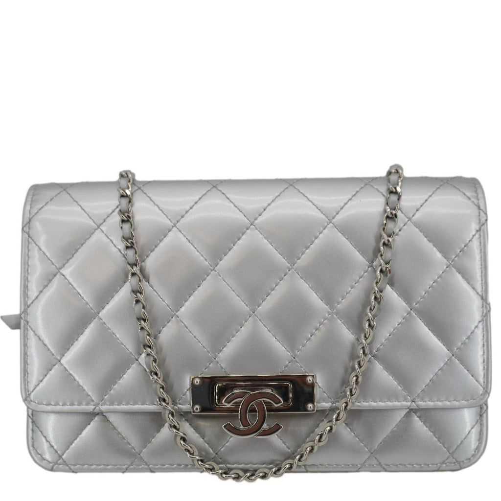 Chanel Golden Class Quilted Leather Wallet on Chain Bag Silver