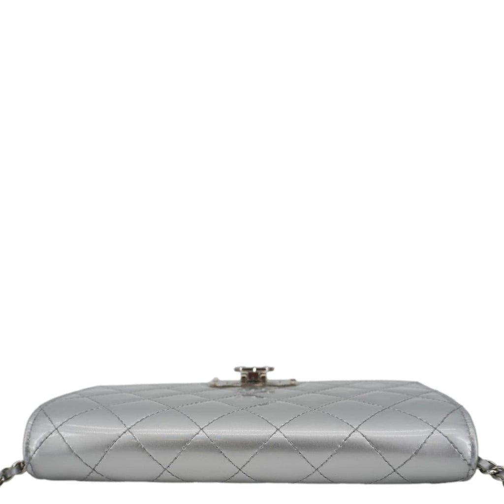 Chanel Golden Class Quilted Leather Wallet on Chain Bag Silver