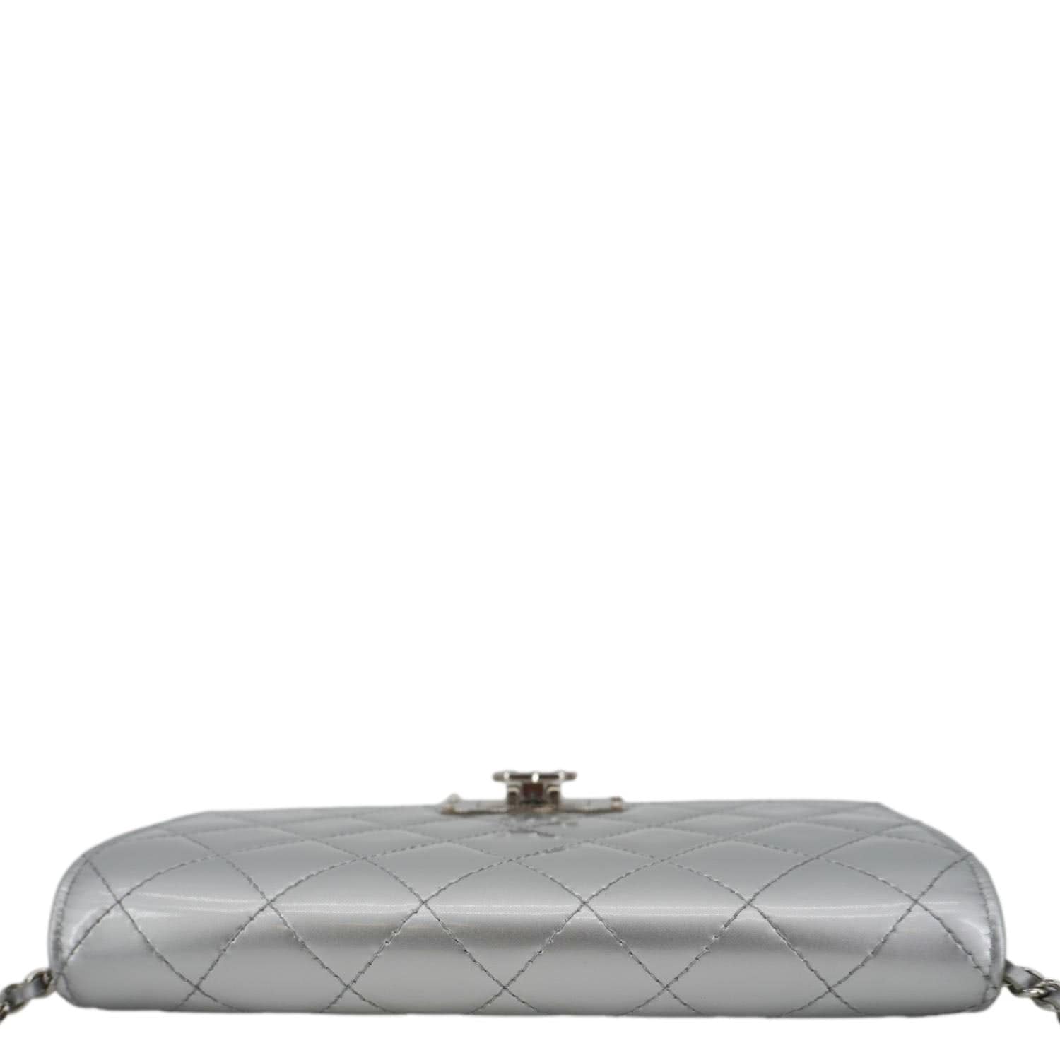 Chanel Golden Class Quilted Leather Wallet on Chain Bag Silver