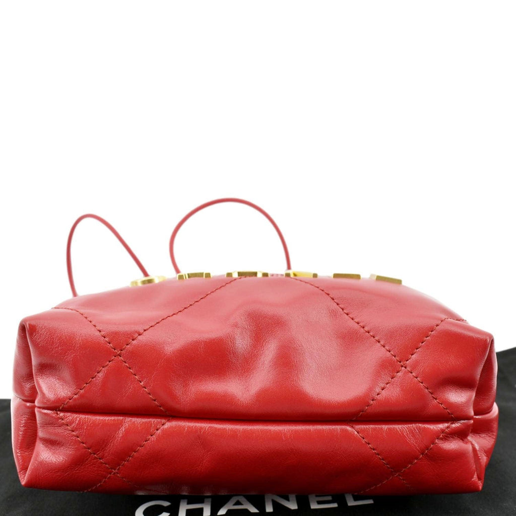 Chanel 22 Mini Chain Shiny Calfskin Leather Shoulder Bag Red