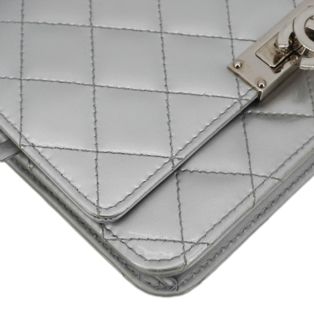 Chanel Golden Class Quilted Leather Wallet on Chain Bag Silver