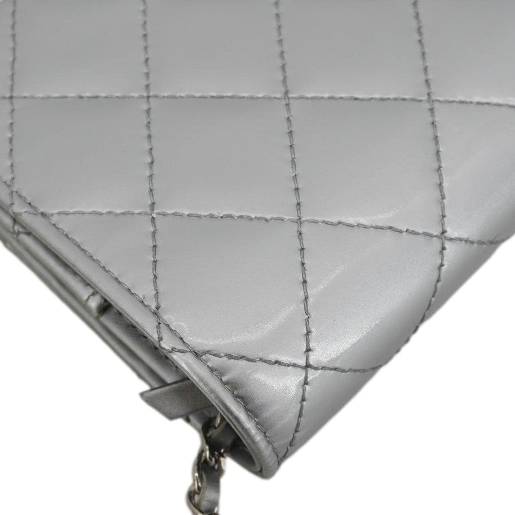 Chanel Golden Class Quilted Leather Wallet on Chain Bag Silver