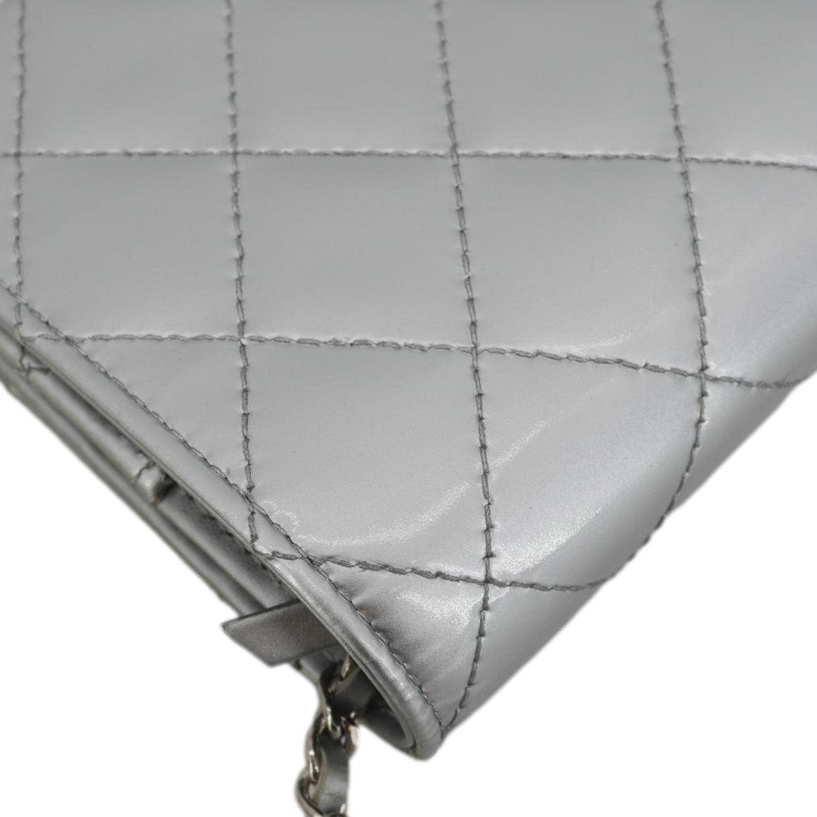Chanel Golden Class Quilted Leather Wallet on Chain Bag Silver