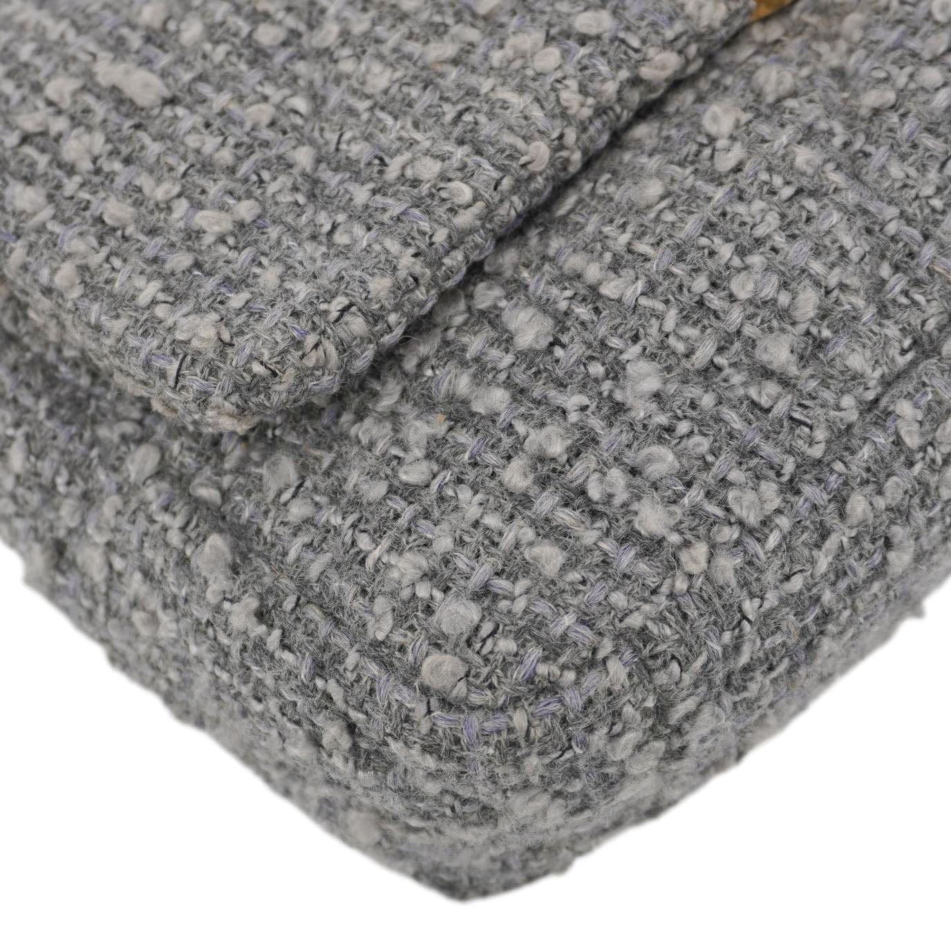 Chanel 19 Flap Medium Quilted Tweed Shoulder Bag Gray