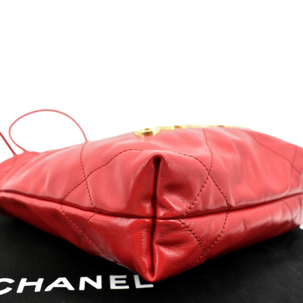 Chanel 22 Mini Chain Shiny Calfskin Leather Shoulder Bag Red