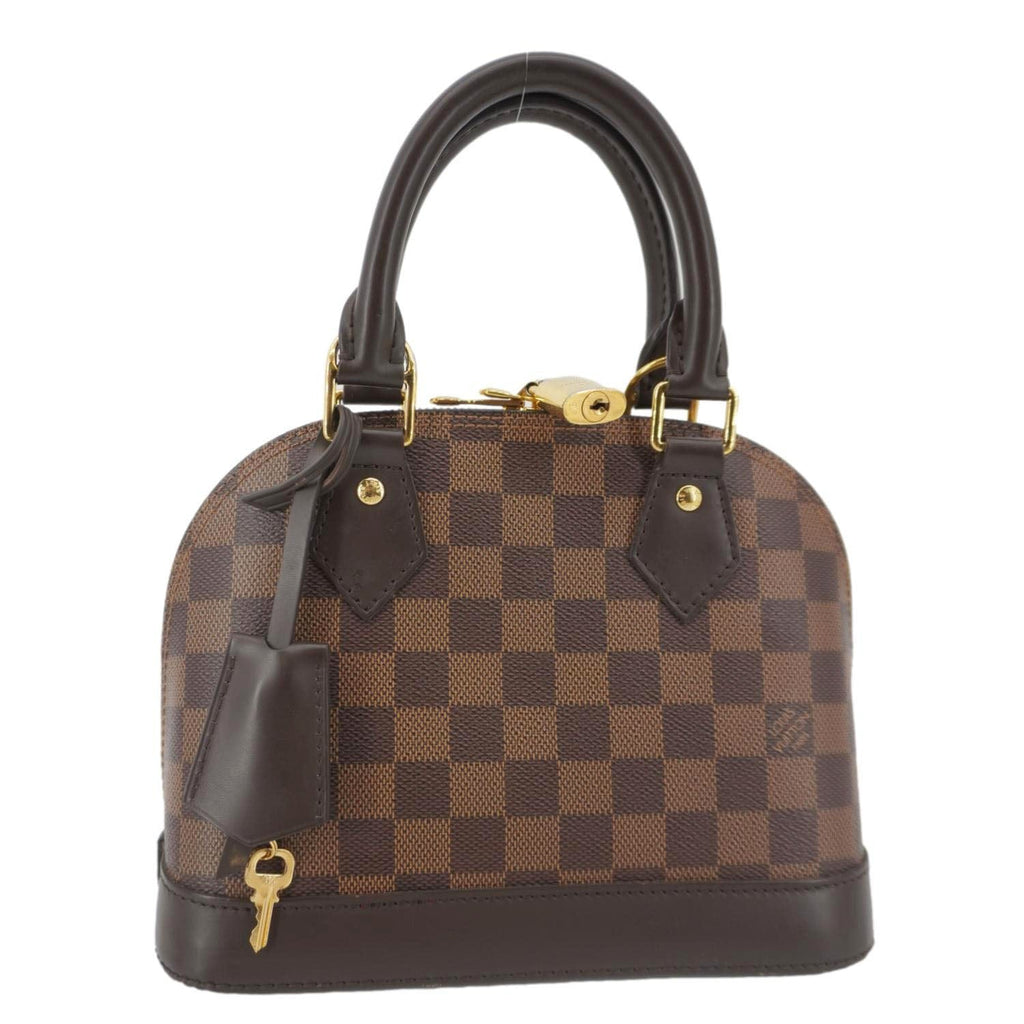 LOUIS VUITTON Alma BB Damier Ebene Satchel Shoulder Bag Brown