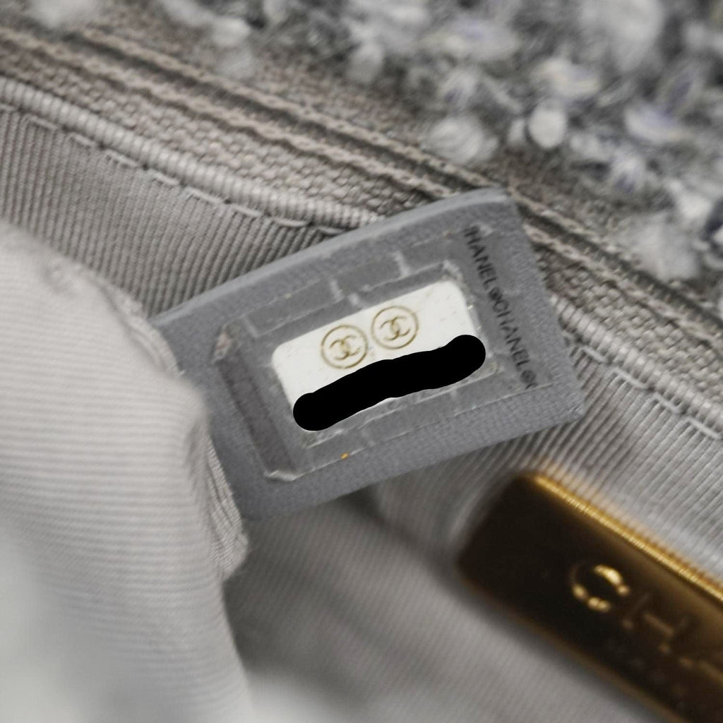Chanel 19 Flap Medium Quilted Tweed Shoulder Bag Gray