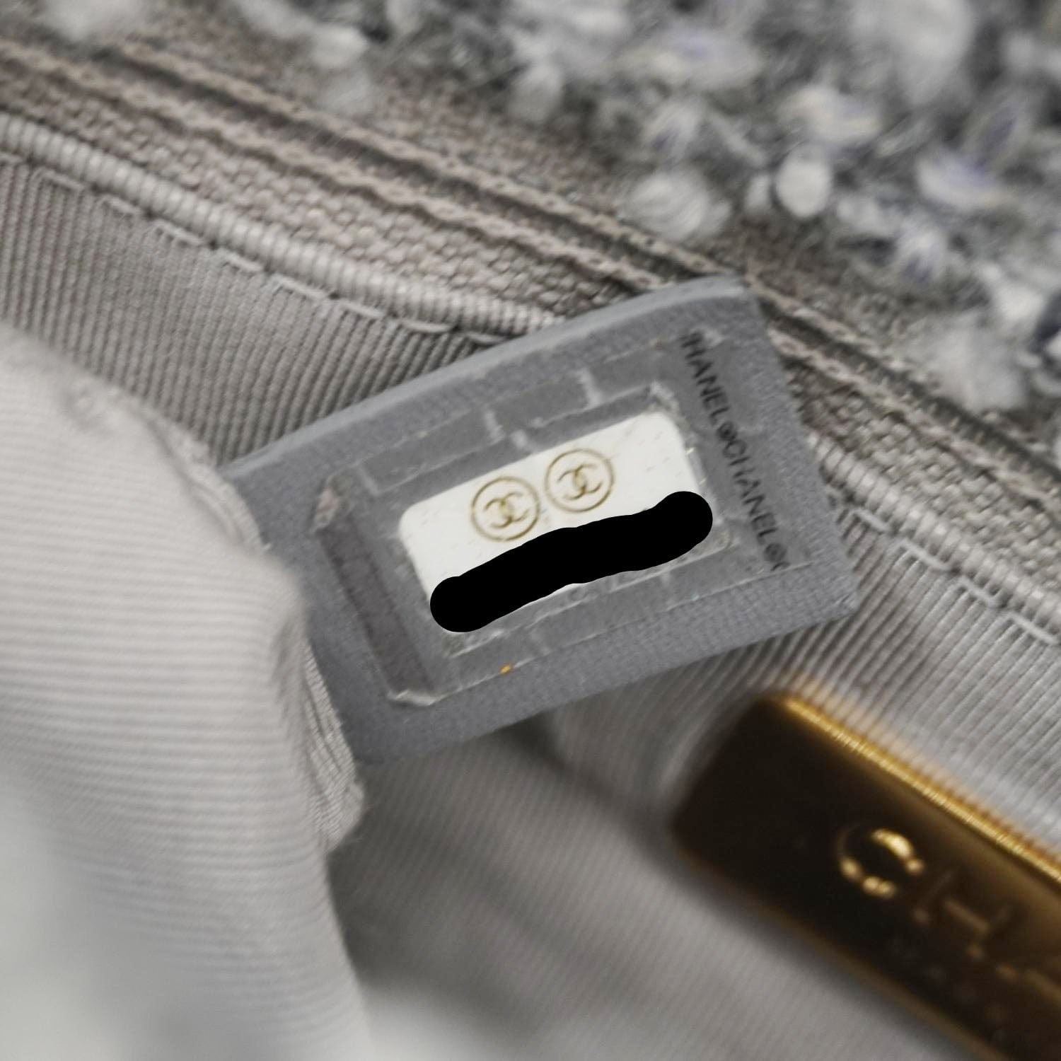 Chanel 19 Flap Medium Quilted Tweed Shoulder Bag Gray