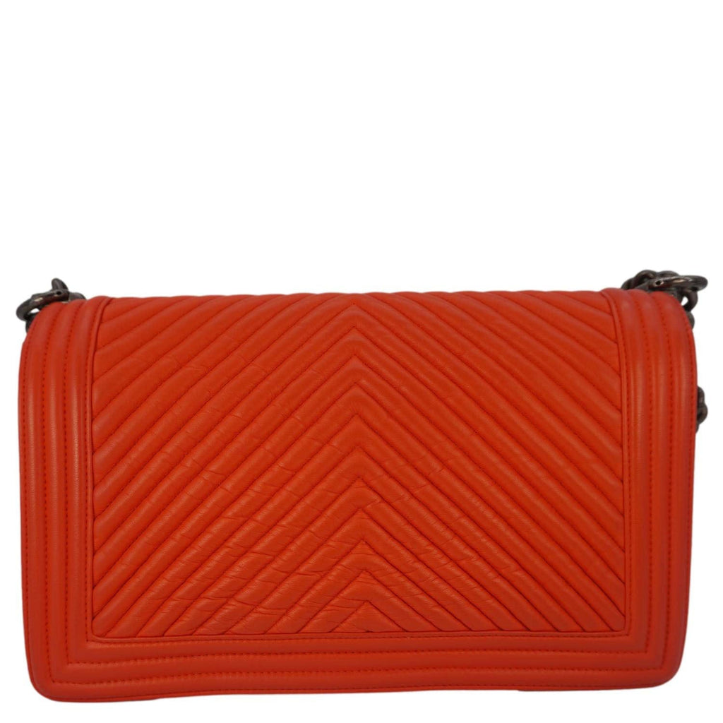 Chanel Boy Flap Chevron Quilted Shoulder Bag Red