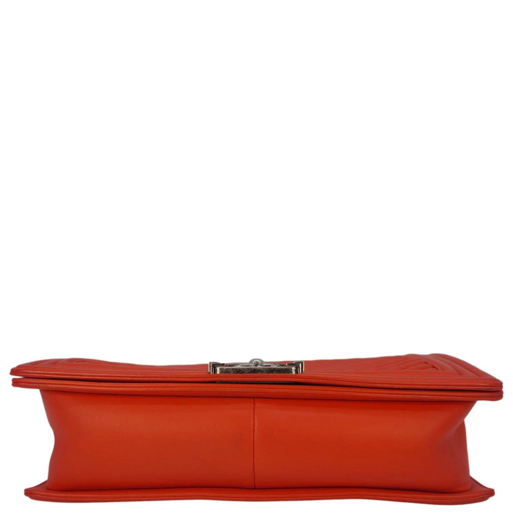 Chanel Boy Flap Chevron Quilted Shoulder Bag Red