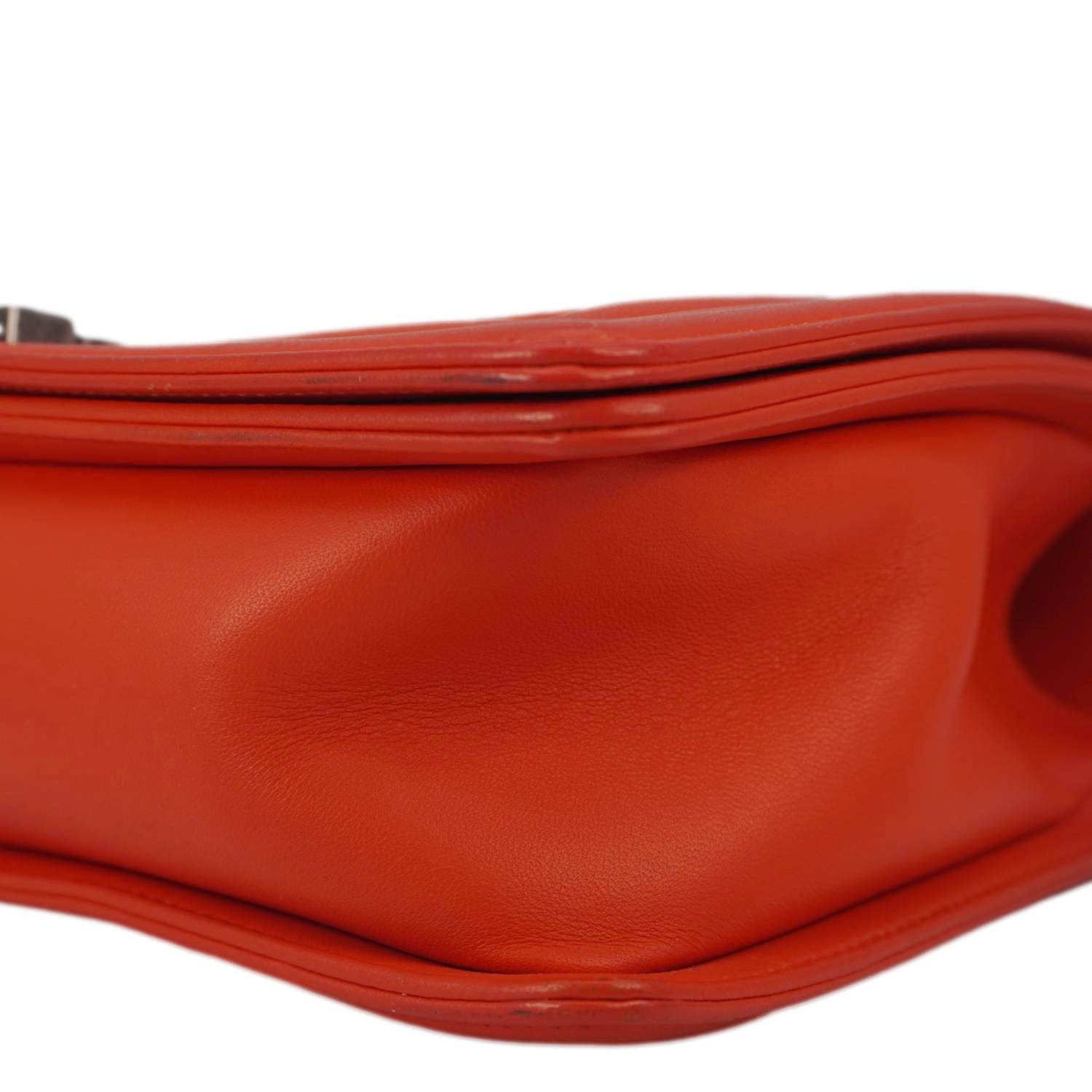 Chanel Boy Flap Chevron Quilted Shoulder Bag Red