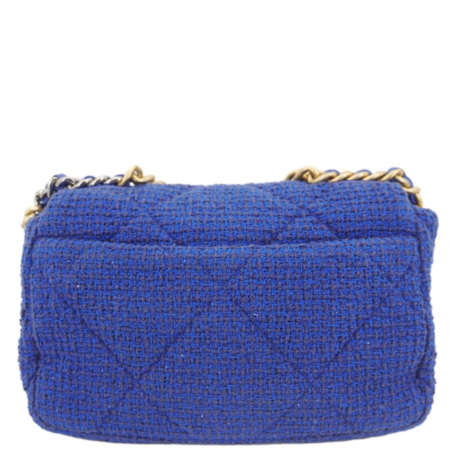 Chanel 19 Flap Quilted Tweed Shoulder Bag Blue
