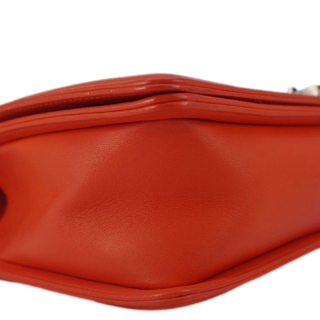 Chanel Boy Flap Chevron Quilted Shoulder Bag Red
