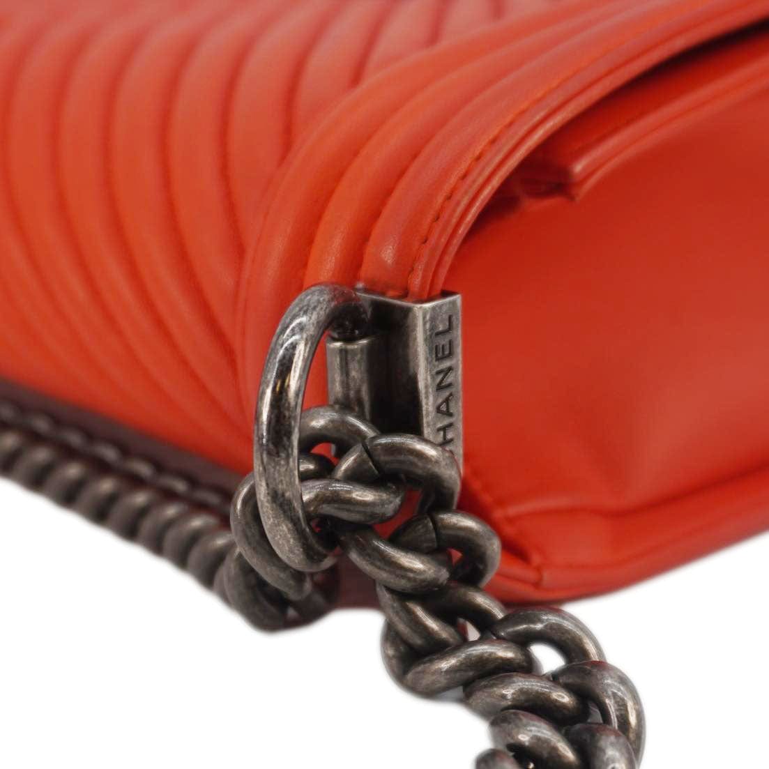 Chanel Boy Flap Chevron Quilted Shoulder Bag Red