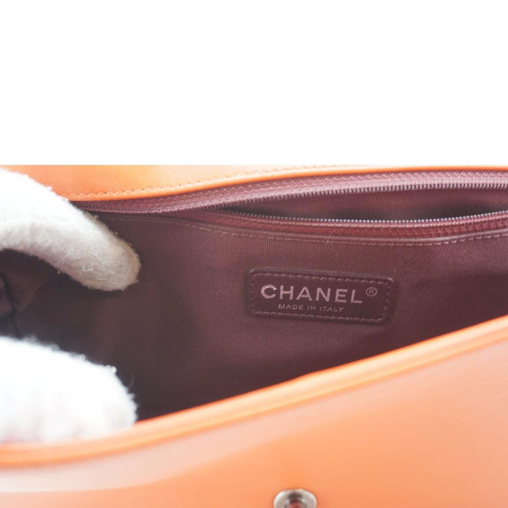 Chanel Boy Flap Chevron Quilted Shoulder Bag Red