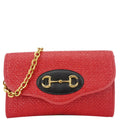 GUCCI Horsebit 1955 Straw Shoulder Bag Red 655667