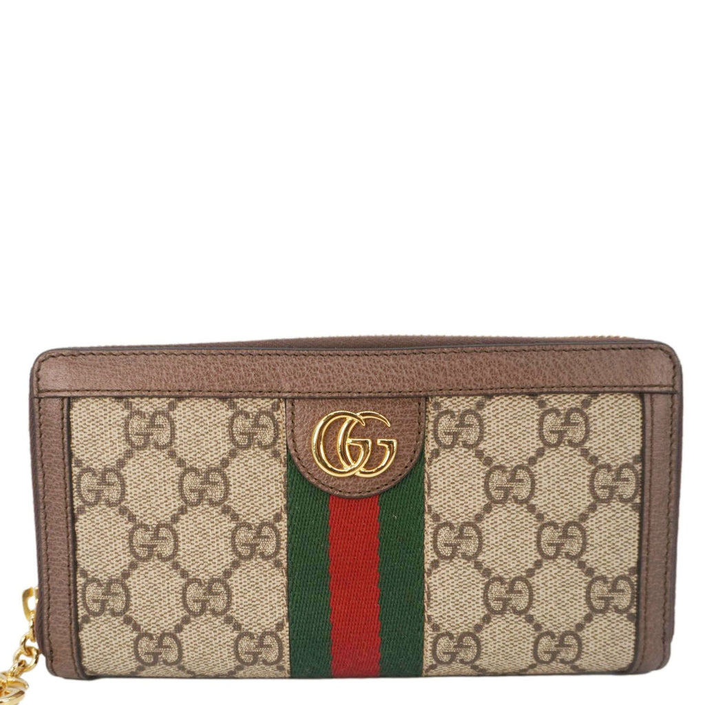 GUCCI Ophidia Gucci Supreme Canvas Zip Around Wallet Beige 523154