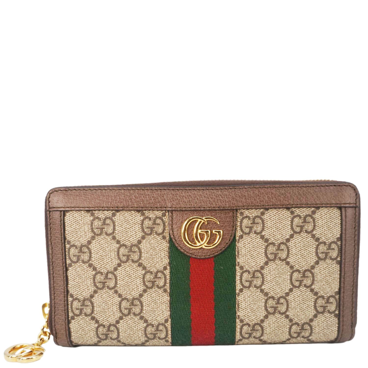 GUCCI Ophidia Gucci Supreme Canvas Zip Around Wallet Beige 523154
