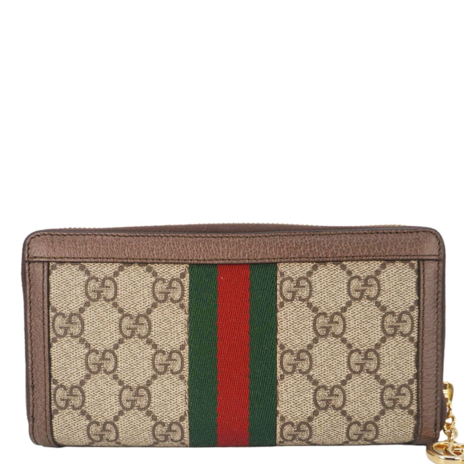 GUCCI Ophidia Gucci Supreme Canvas Zip Around Wallet Beige 523154