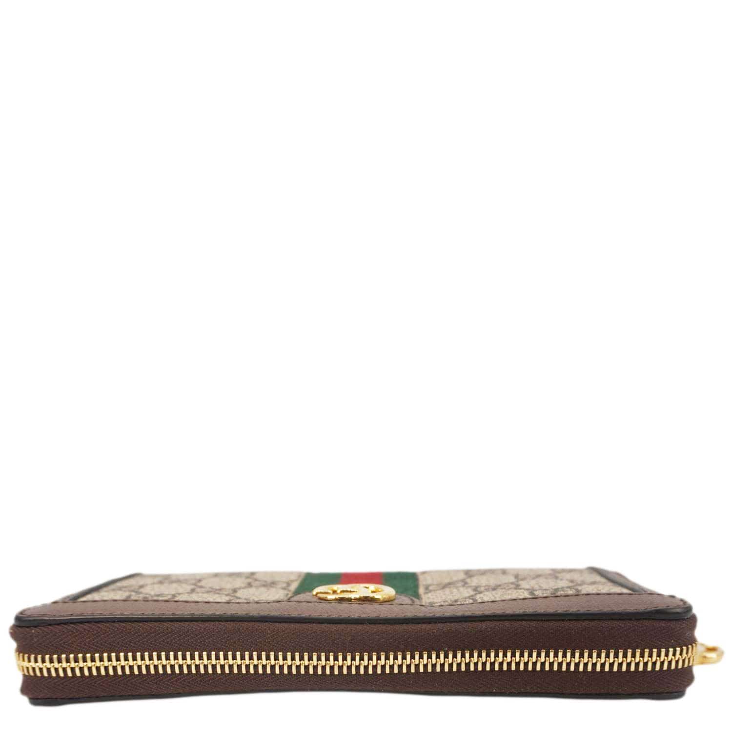 GUCCI Ophidia Gucci Supreme Canvas Zip Around Wallet Beige 523154