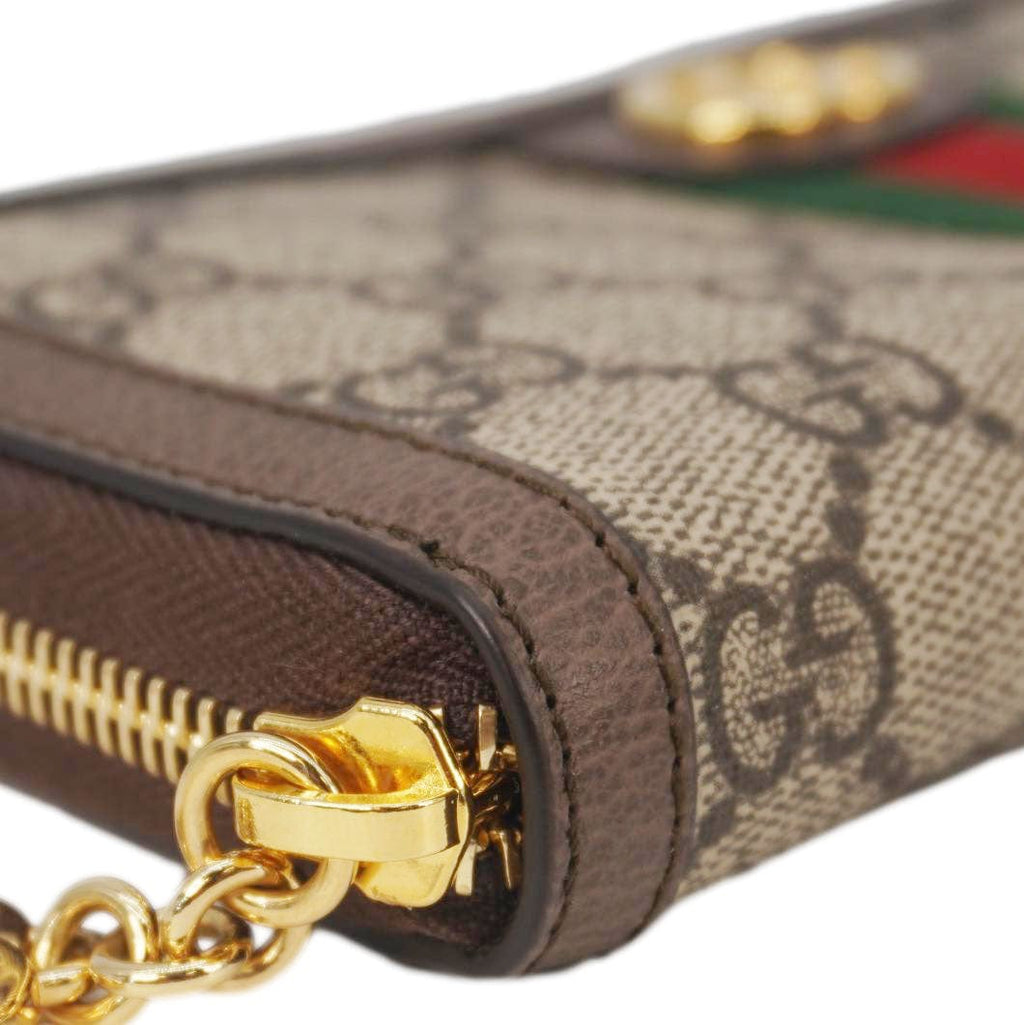 GUCCI Ophidia Gucci Supreme Canvas Zip Around Wallet Beige 523154