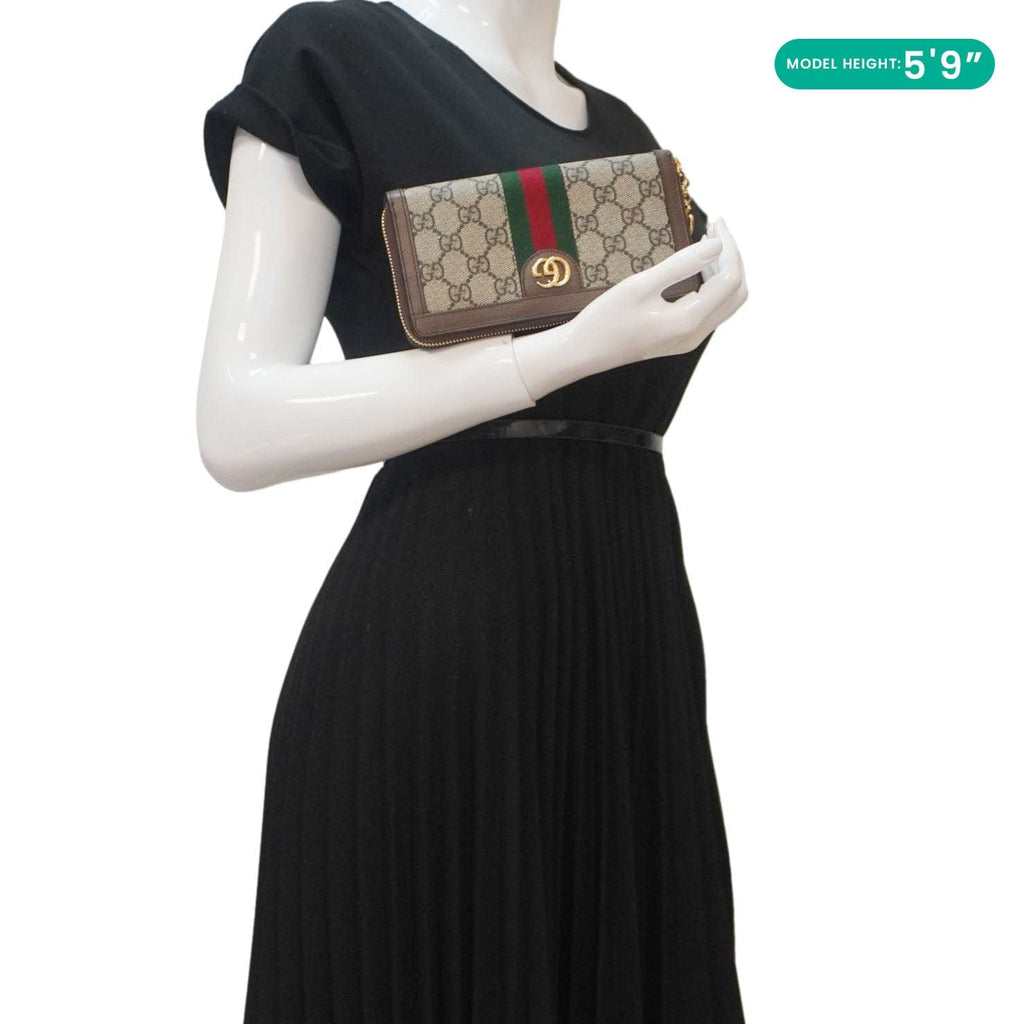 GUCCI Ophidia Gucci Supreme Canvas Zip Around Wallet Beige 523154
