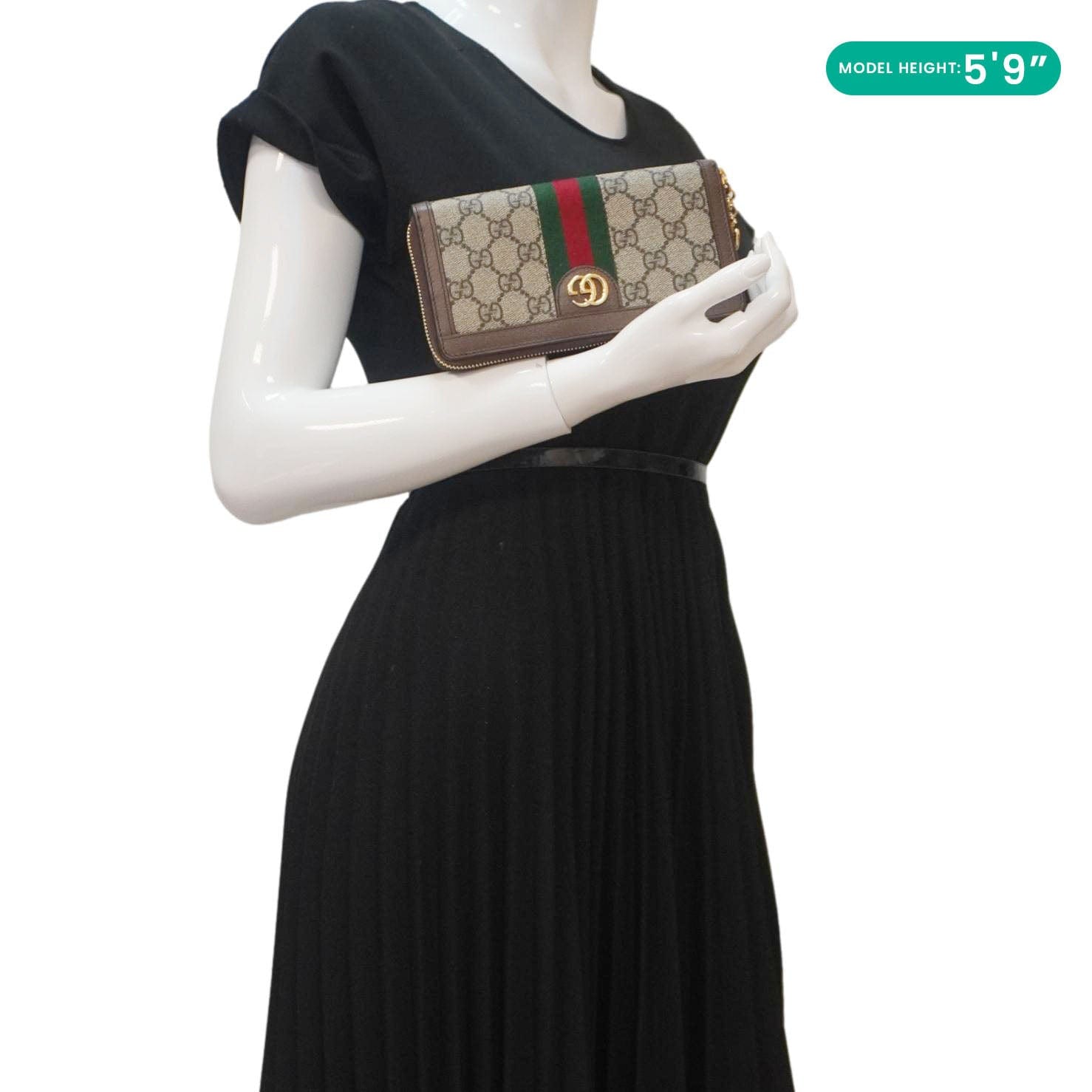 GUCCI Ophidia Gucci Supreme Canvas Zip Around Wallet Beige 523154