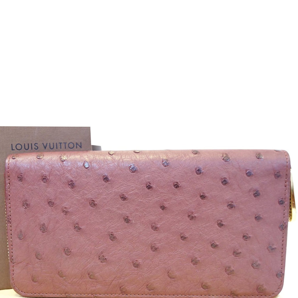 LOUIS VUITTON Burgundy Ostrich Leather Zippy Wallet