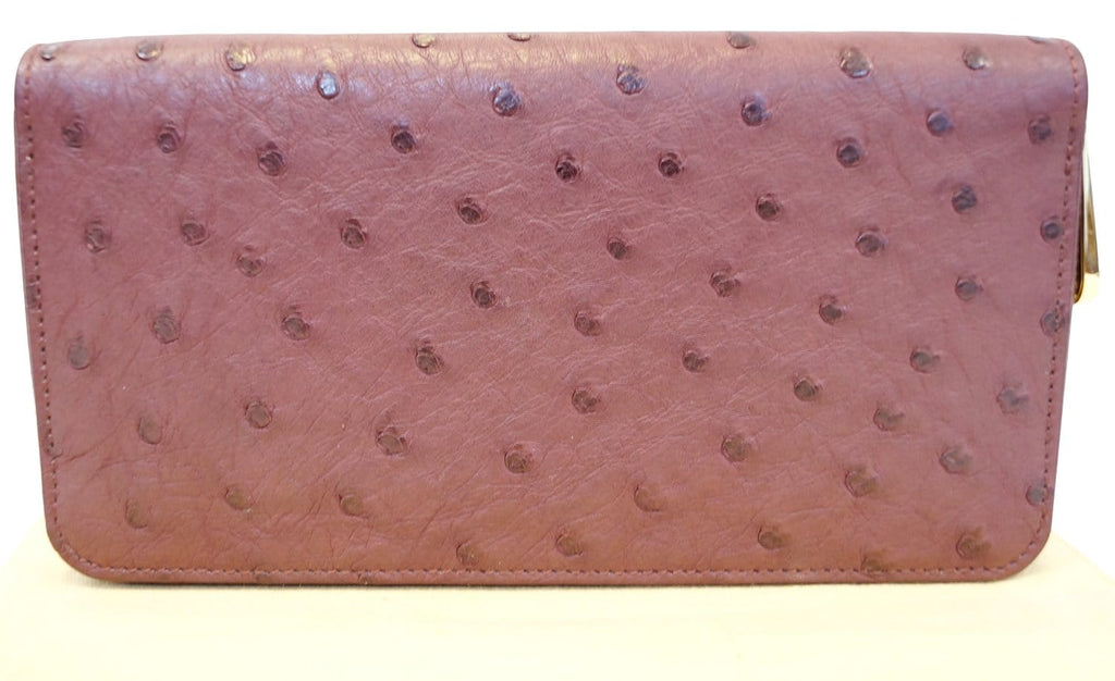 LOUIS VUITTON Burgundy Ostrich Leather Zippy Wallet