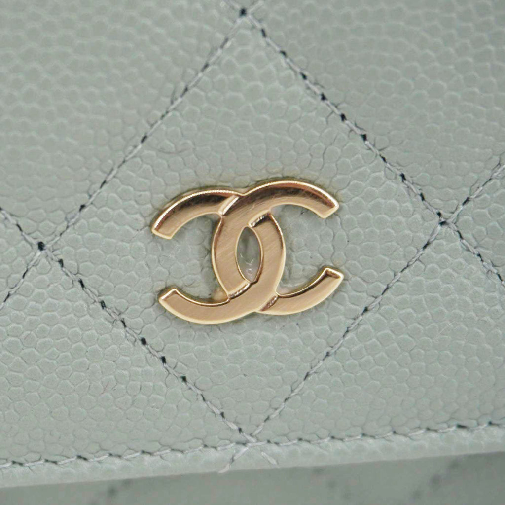 Chanel Wallet On Chain Quilted Caviar Leather Crossbody Bag Light Blue